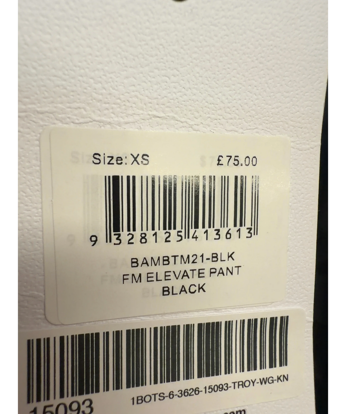 BONDI ACTIVE Black Forma Elevate Pant, size UK XS — care label