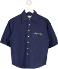 Angel Boy navy navy short sleeve button-up shirt, size UK XS — front