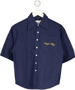 Angel Boy Navy Short Sleeve Button-Up Shirt UK XS