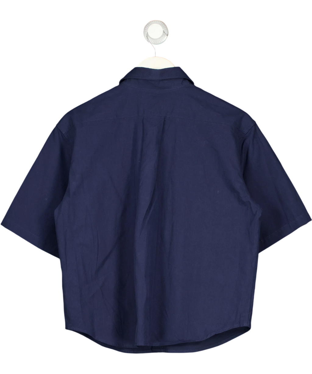 Angel Boy navy navy short sleeve button-up shirt, size UK XS — back