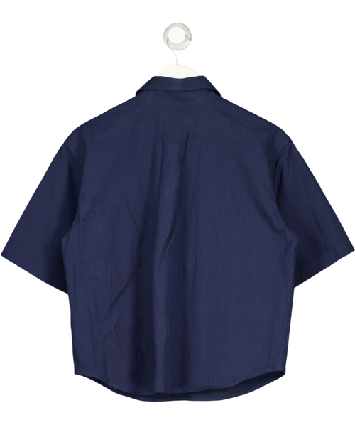 Angel Boy navy navy short sleeve button-up shirt, size UK XS — back