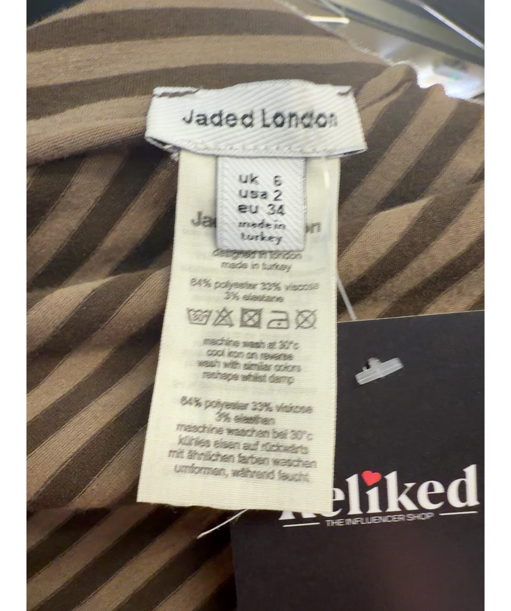 Jaded London Brown Mena Asymmetric Top, size UK 6 — detail