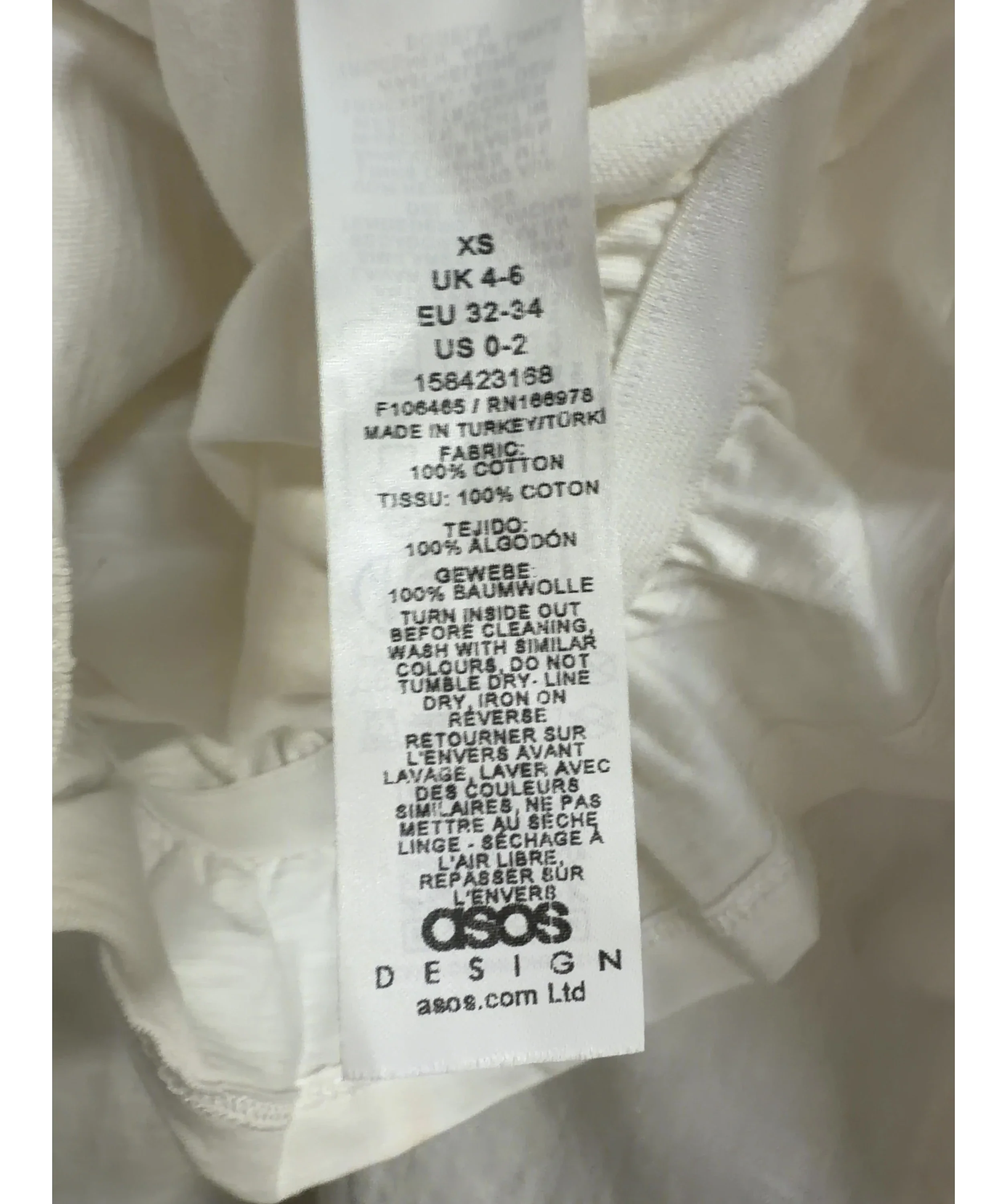 ASOS White Colour, size UK 6 — care label