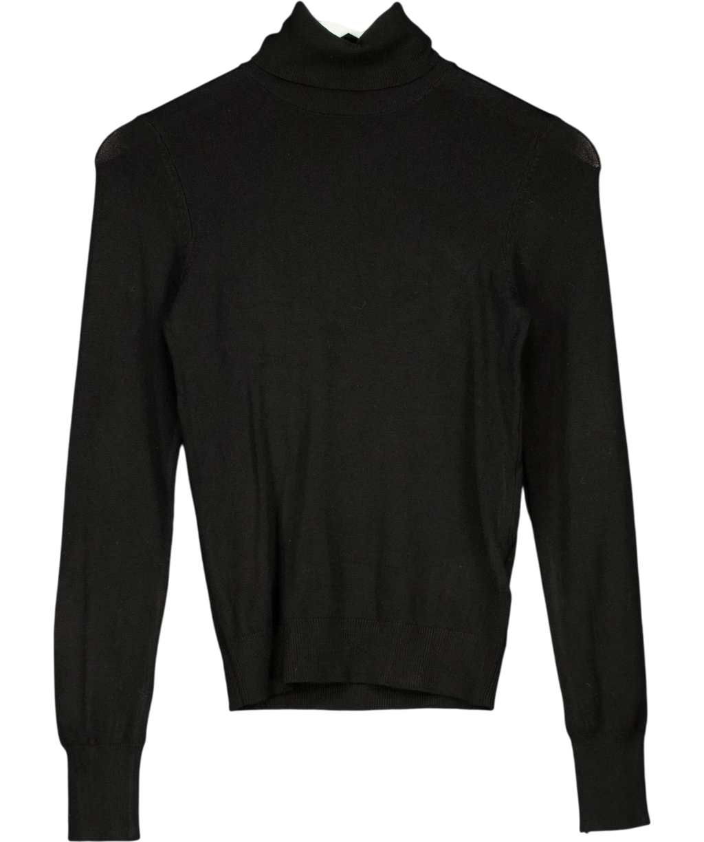 H&M Black fine-knit turtleneck sweater, size UK XS — front