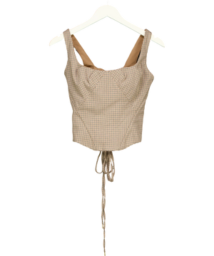 House of CB Selma Brown Puppytooth Boned Corset Top UK S