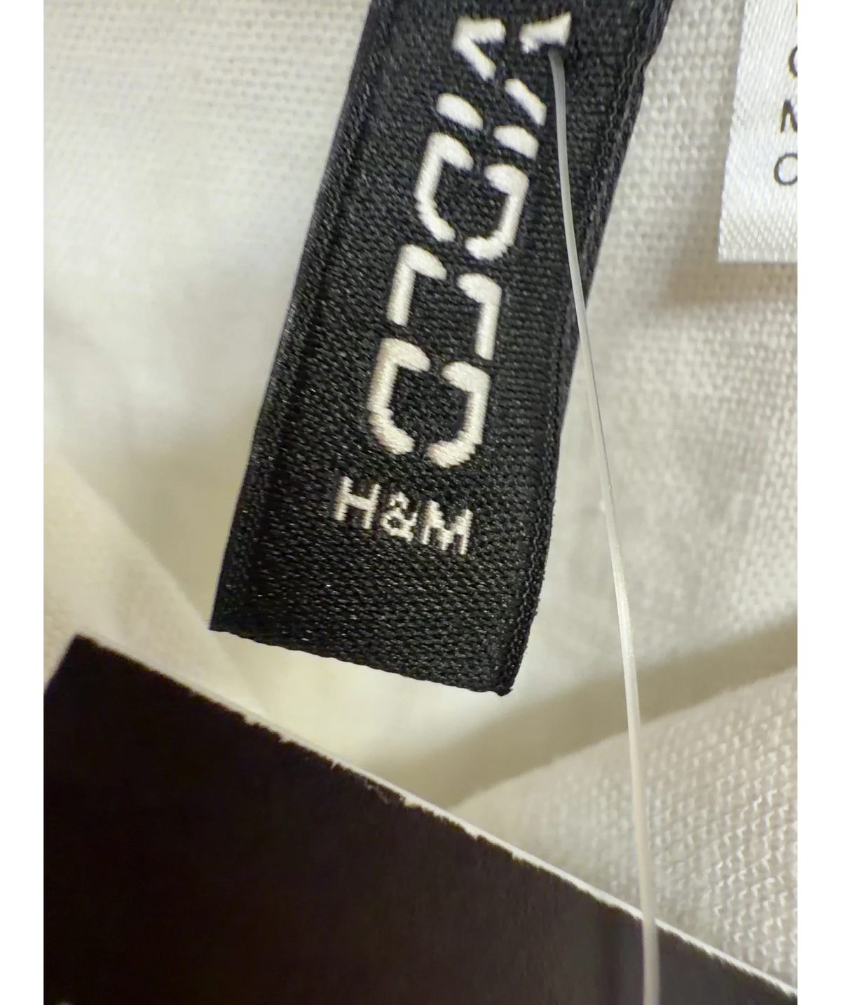 H&M White Gathered Linen-Blend Shirt, size UK XS — detail