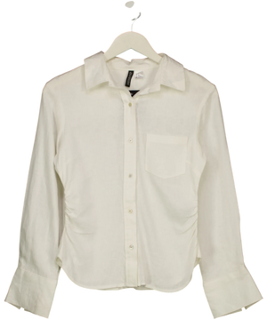 H&M Linen-Blend Shirt White UK XS