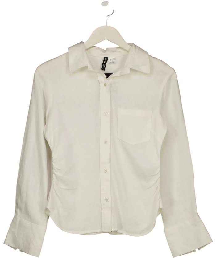 H&M Linen-Blend Shirt White UK XS