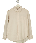 H&M Beige Long-Sleeve 100% Linen Shirt, size UK XS — front