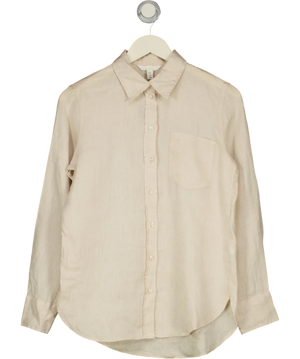 H&M Long-Sleeve 100% Linen Shirt Beige UK XS