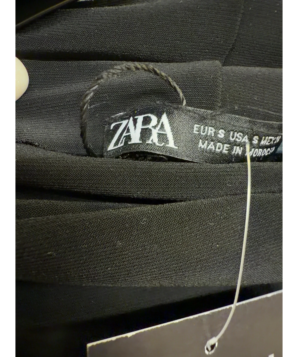 ZARA Black Draped Top with Waistband, size UK S — detail