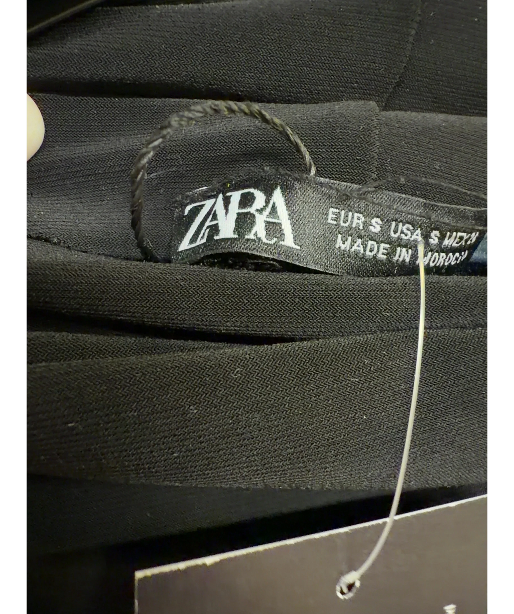 ZARA Black Draped Top with Waistband, size UK S — care label