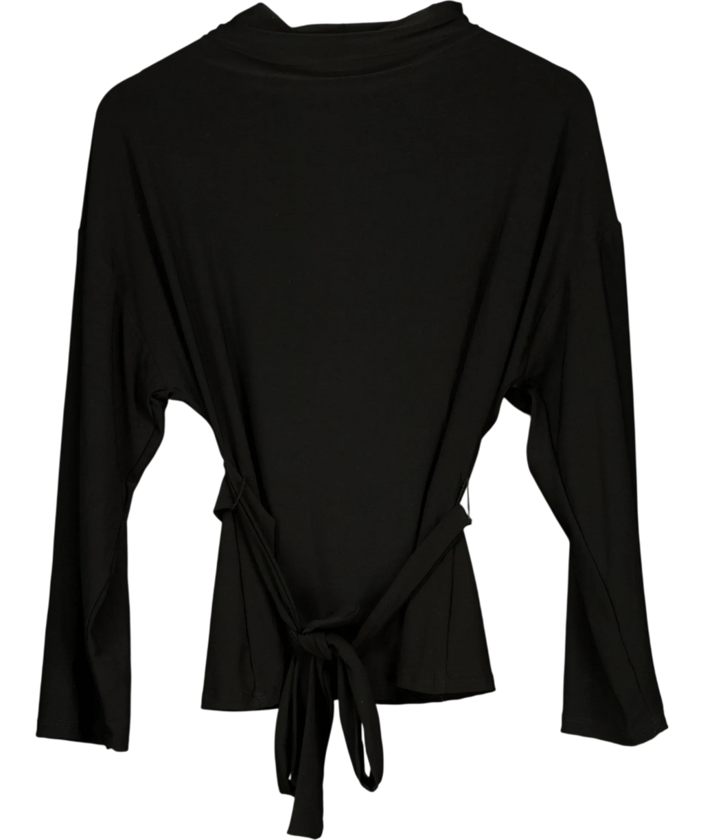 ZARA Black Draped Top with Waistband, size UK S — front