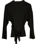 ZARA Black Draped Top with Waistband, size UK S — front