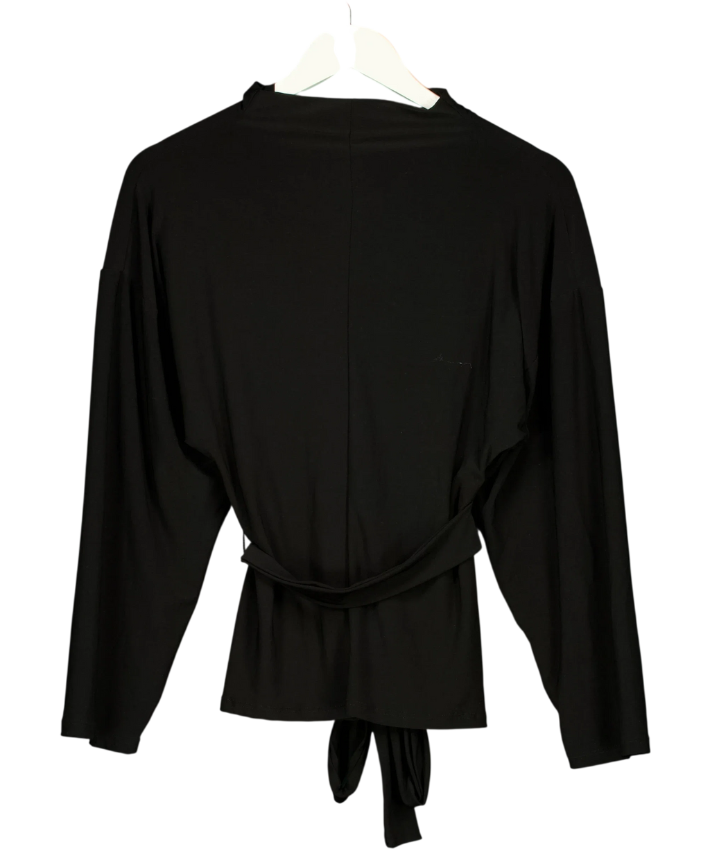 ZARA Black Draped Top with Waistband, size UK S — back