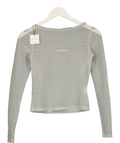 Hand Over silver metallic long-sleeve top, size UK S — front