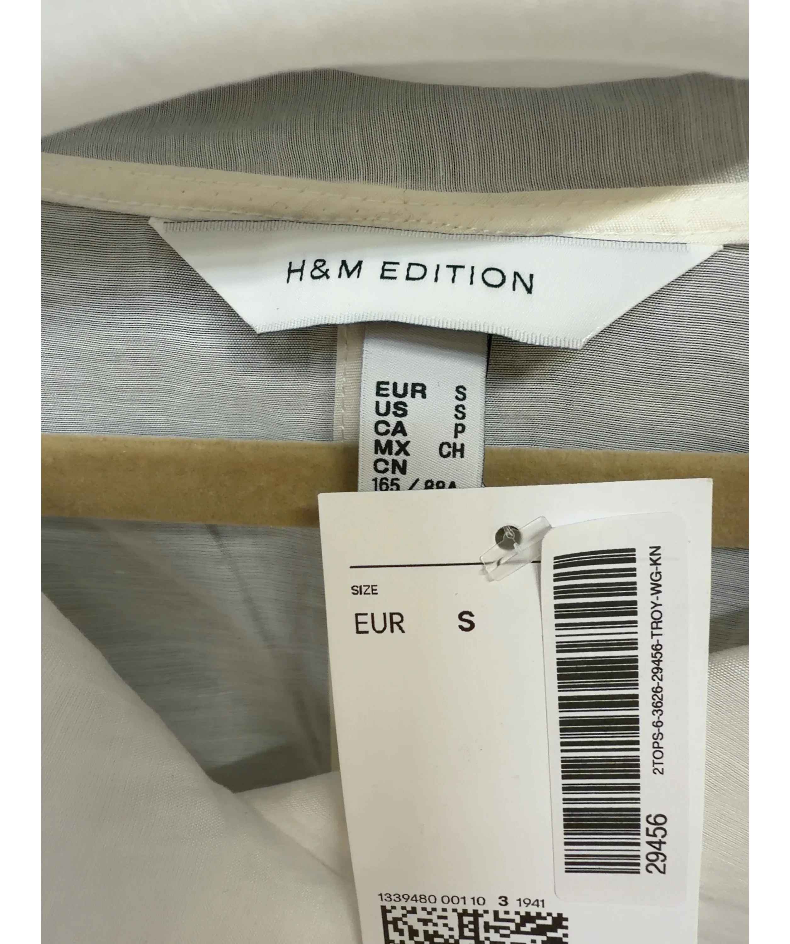 H&M White sheer lyocell-blend blouse, size UK S — detail