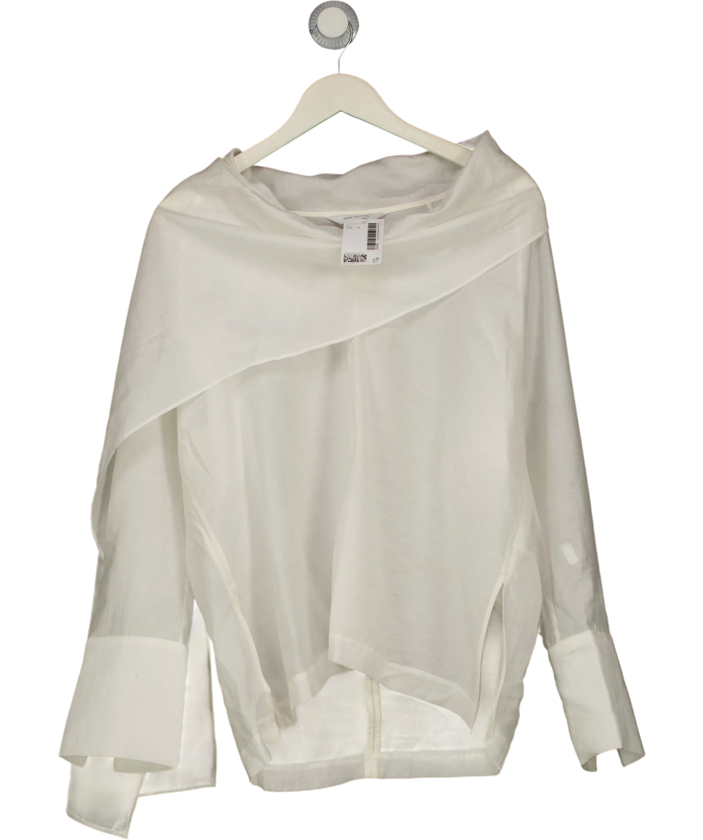 H&M White sheer lyocell-blend blouse, size UK S — front