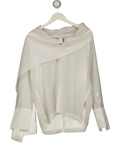 H&M White sheer lyocell-blend blouse, size UK S — front