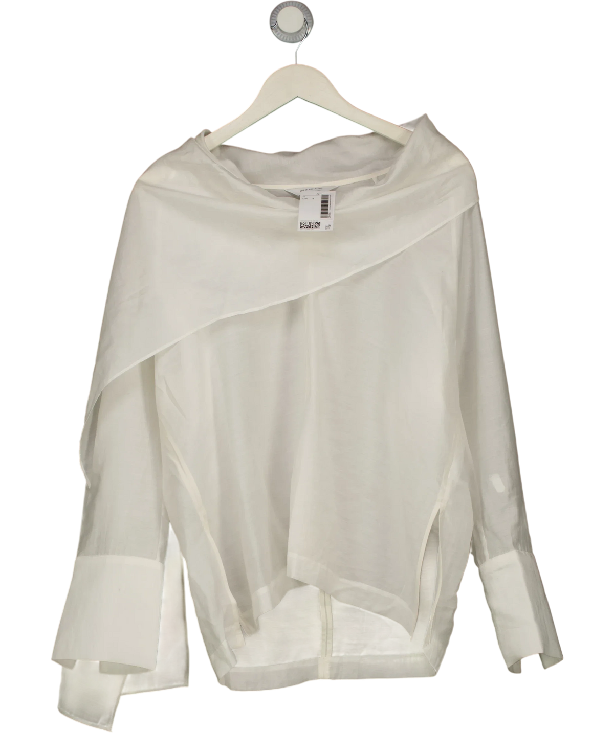 H&M White sheer lyocell-blend blouse, size UK S — front