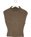 NA-KD Brown Sleeveless Mock Neck Knitted Top, size UK XS — front