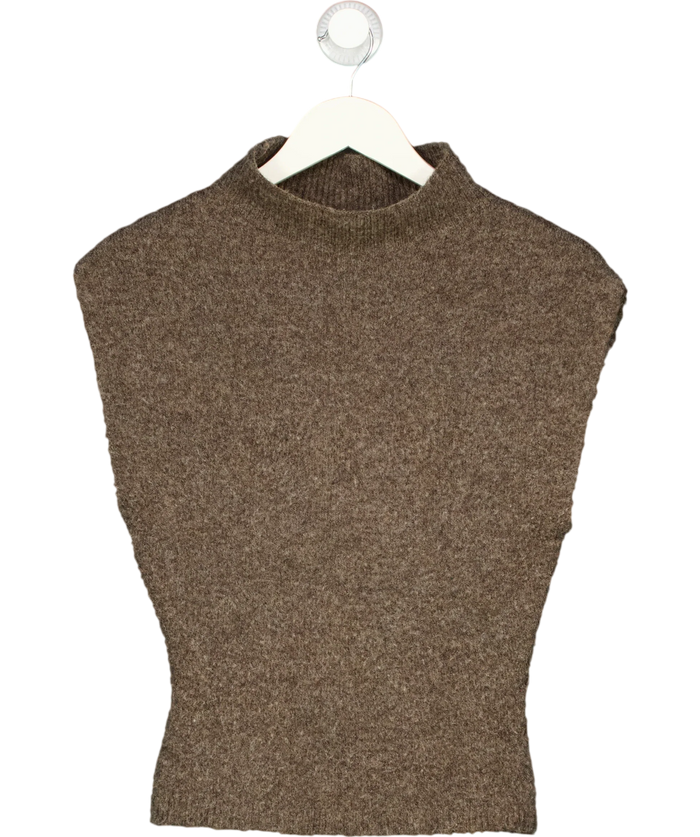 NA-KD Sleeveless Mock Neck Knitted Top Brown XS