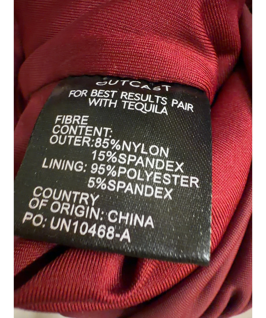 Outcast Red long-sleeve fitted cropped top, size UK XS — label