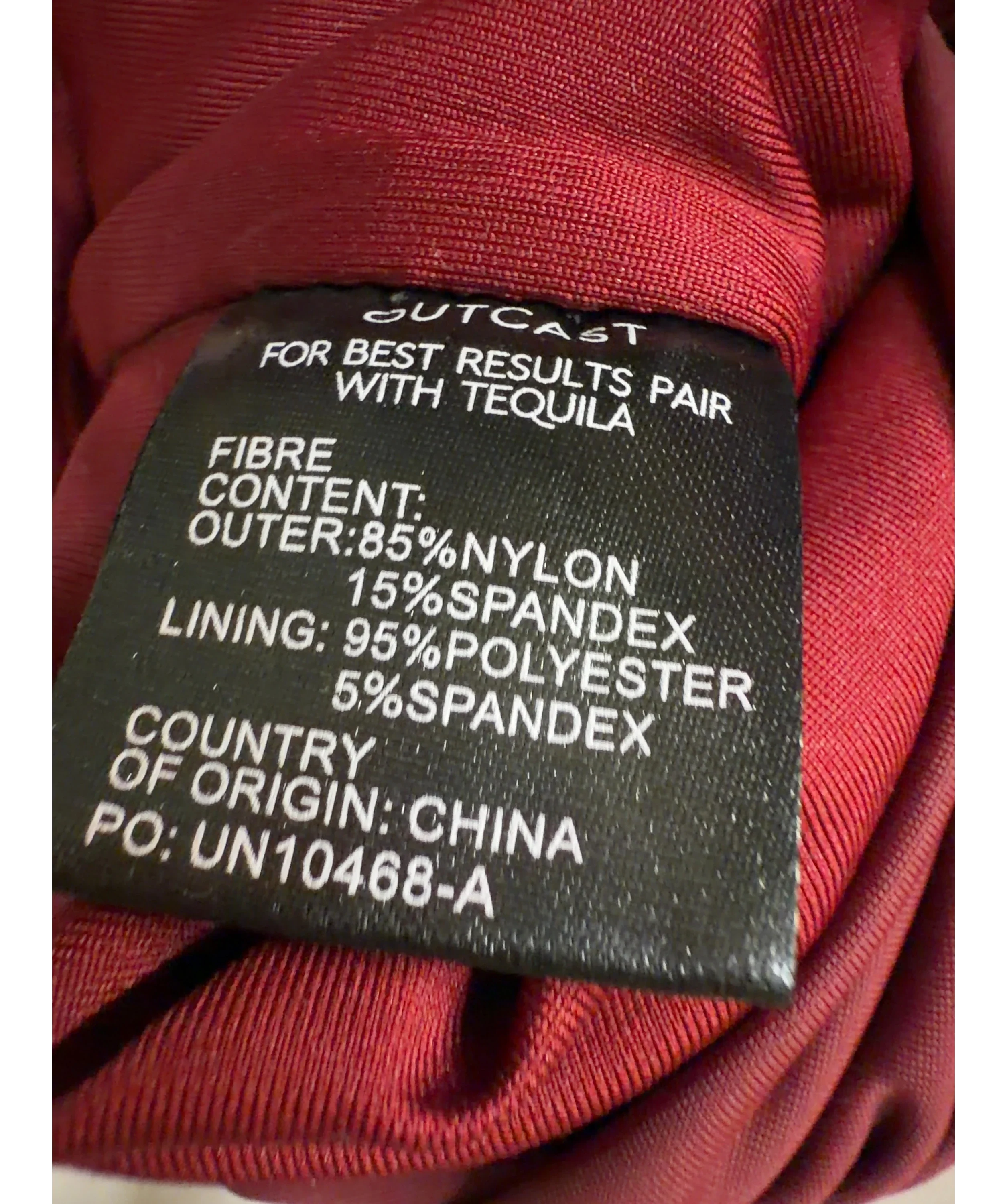 Outcast Red long-sleeve fitted cropped top, size UK XS — label