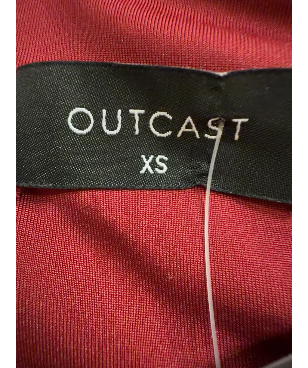 Outcast Red long-sleeve fitted cropped top, size UK XS — care label