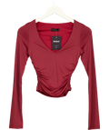 Outcast Red long-sleeve fitted cropped top, size UK XS — front