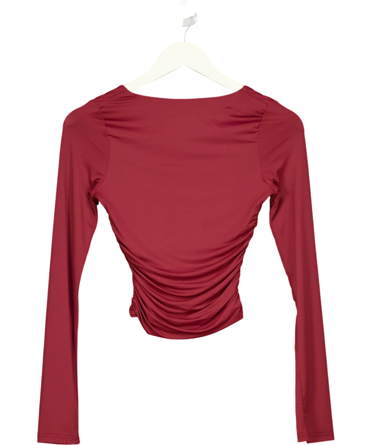 Outcast Red long-sleeve fitted cropped top, size UK XS — back
