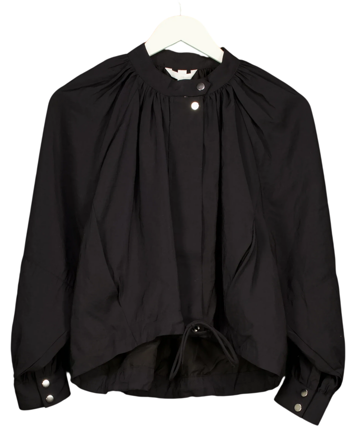 H&M Black Balloon-sleeved modal jacket, size UK XS — front