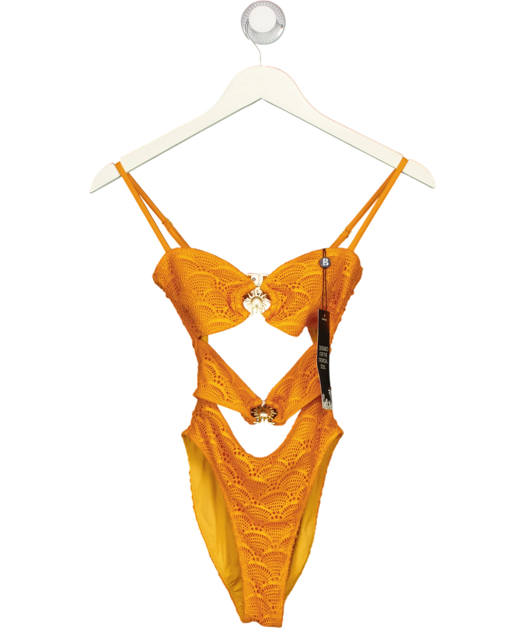 Blackbough Orange Kaia Cut-Out One Piece, size UK XS — front