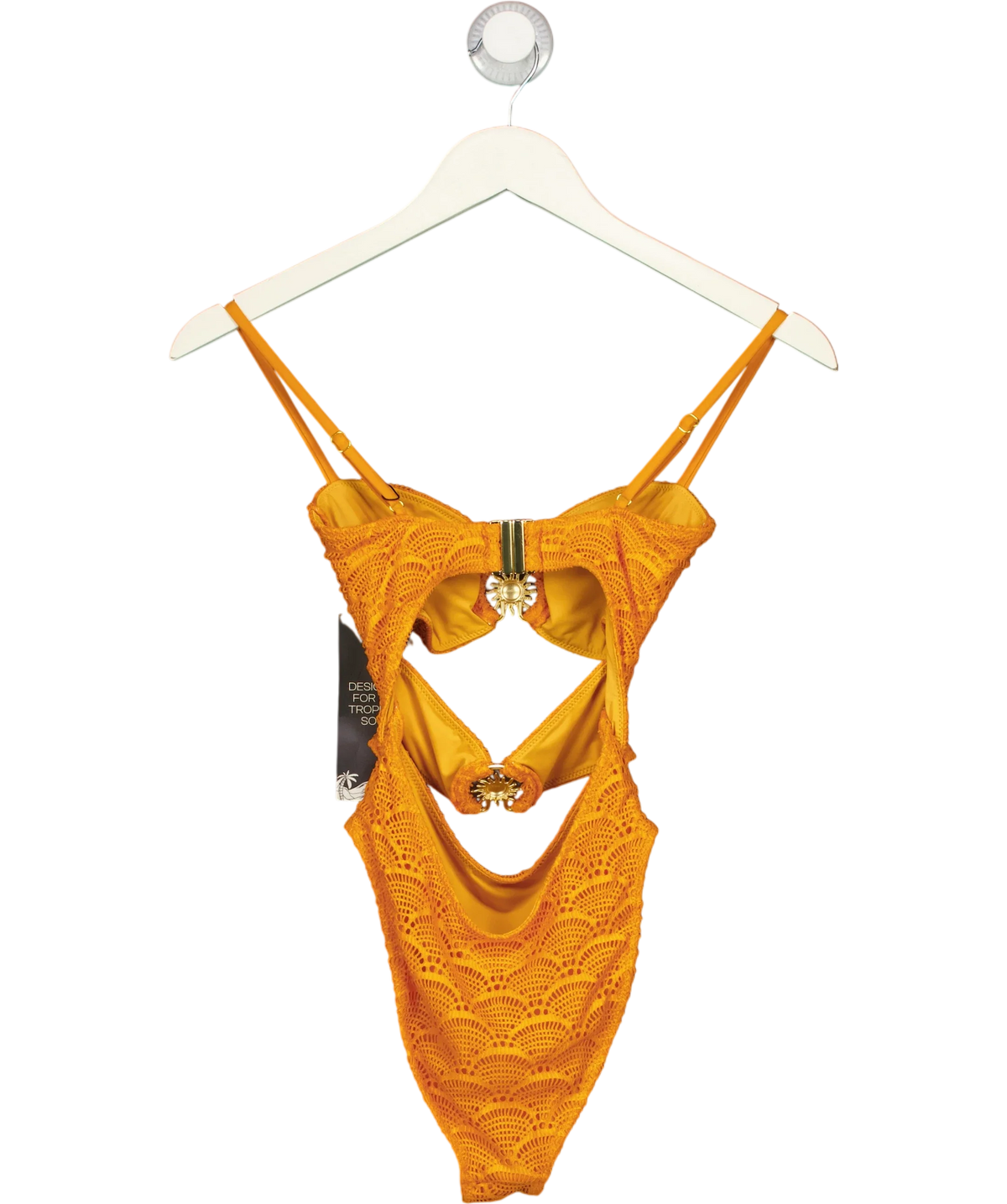 Blackbough Orange Kaia Cut-Out One Piece, size UK XS — back