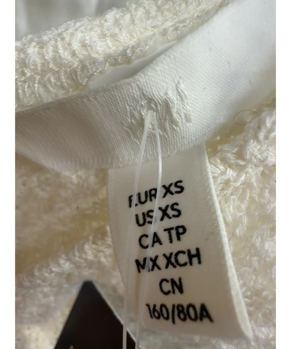 H&M cream Asymmetric Fringe-Trimmed Top, size UK XS — detail