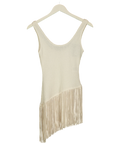 H&M cream Asymmetric Fringe-Trimmed Top, size UK XS — front