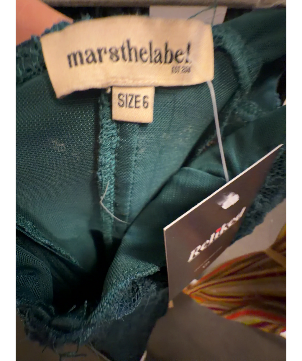 Mars the Label teal The Cinched Lace Corset, size UK 6 — care label