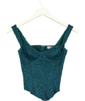 Mars the Label teal The Cinched Lace Corset, size UK 6 — front