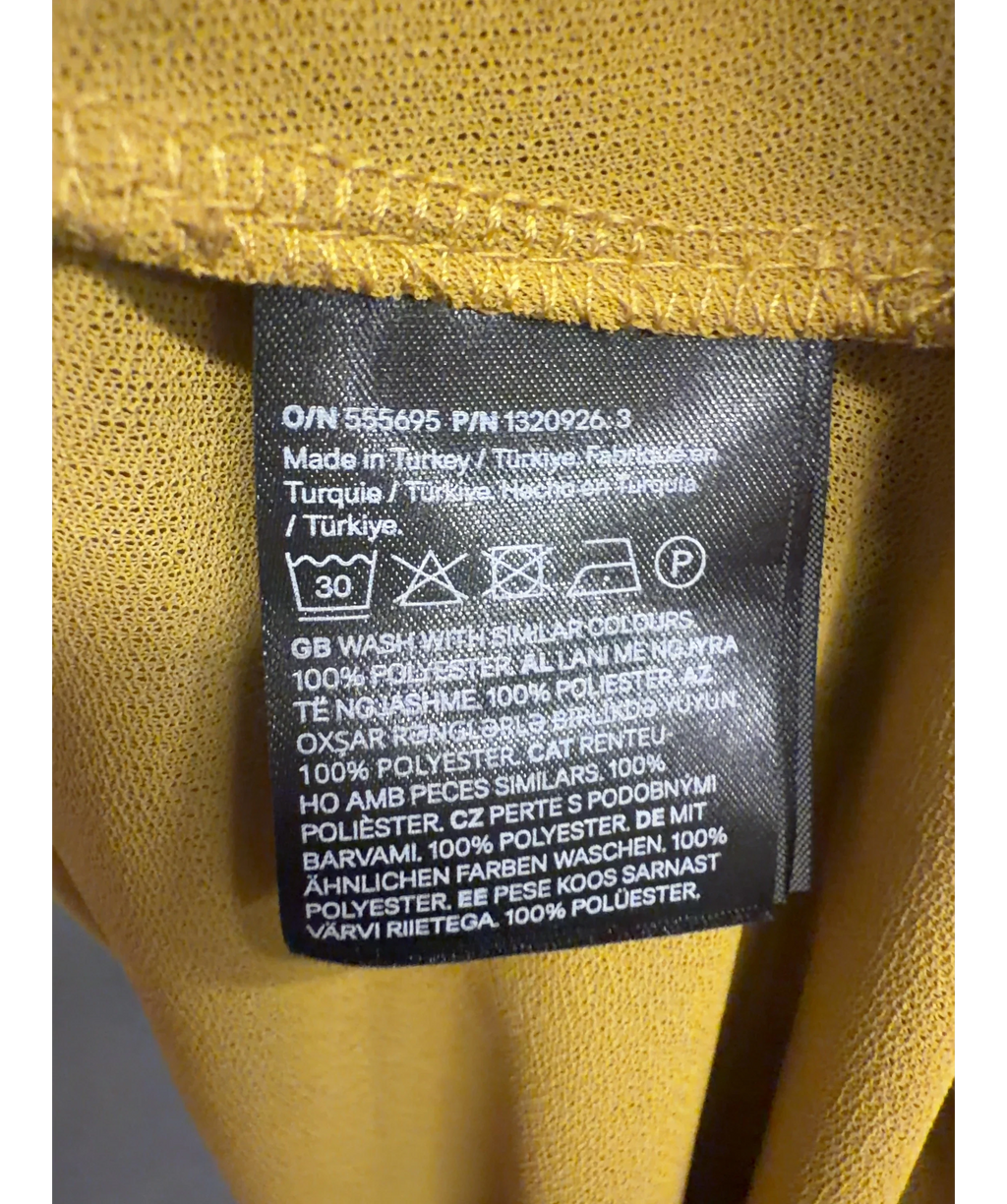 H&M Yellow Divided Mustard Yellow Asymmetric Halterneck Top, size UK XS — label