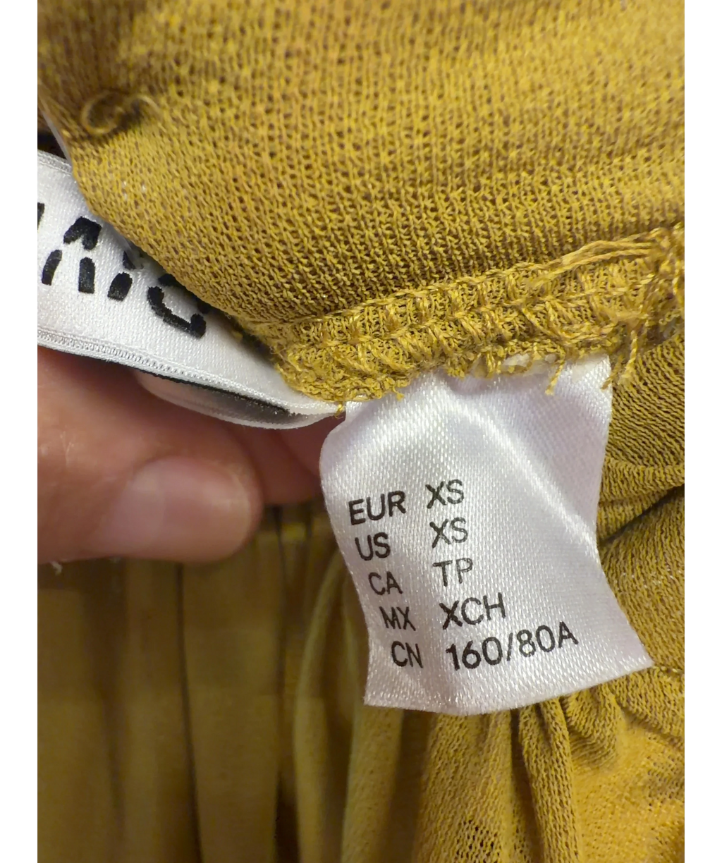 H&M Yellow Divided Mustard Yellow Asymmetric Halterneck Top, size UK XS — care label