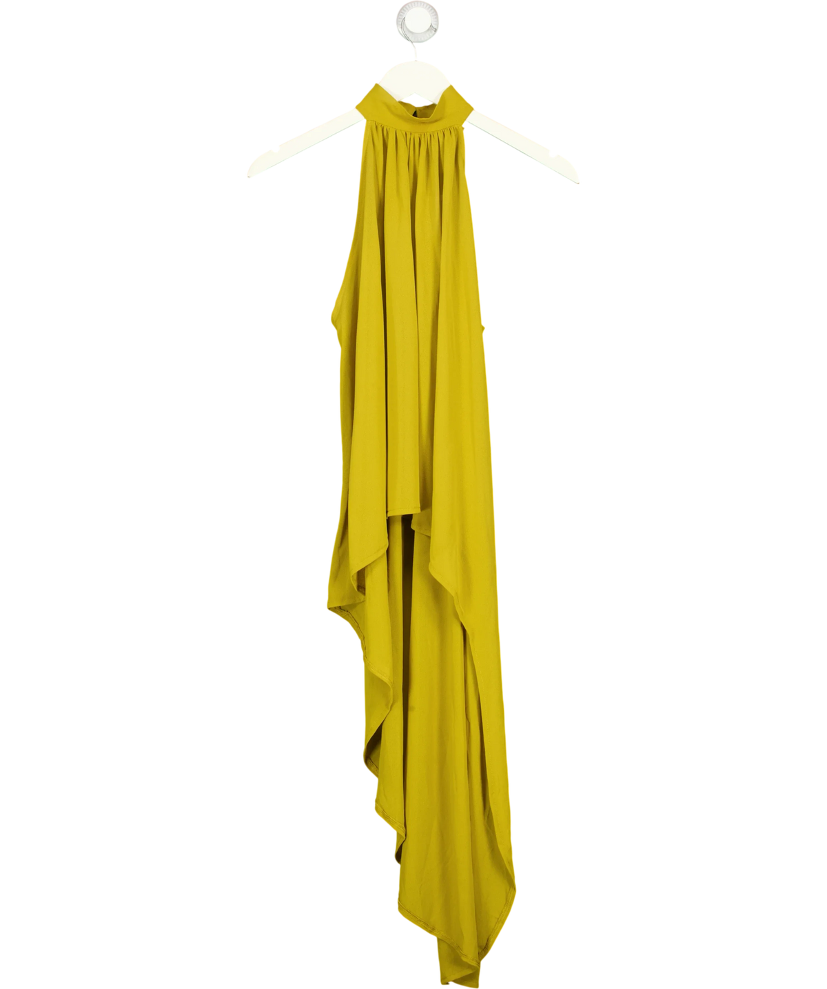 H&M Yellow Divided Mustard Yellow Asymmetric Halterneck Top, size UK XS — front