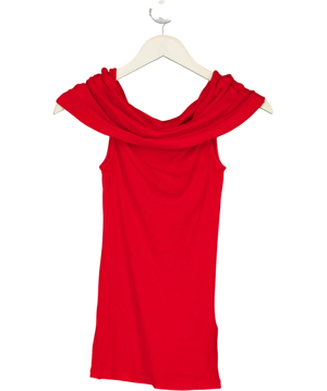 Massimo Dutti Red Draped Cowl Top UK XS