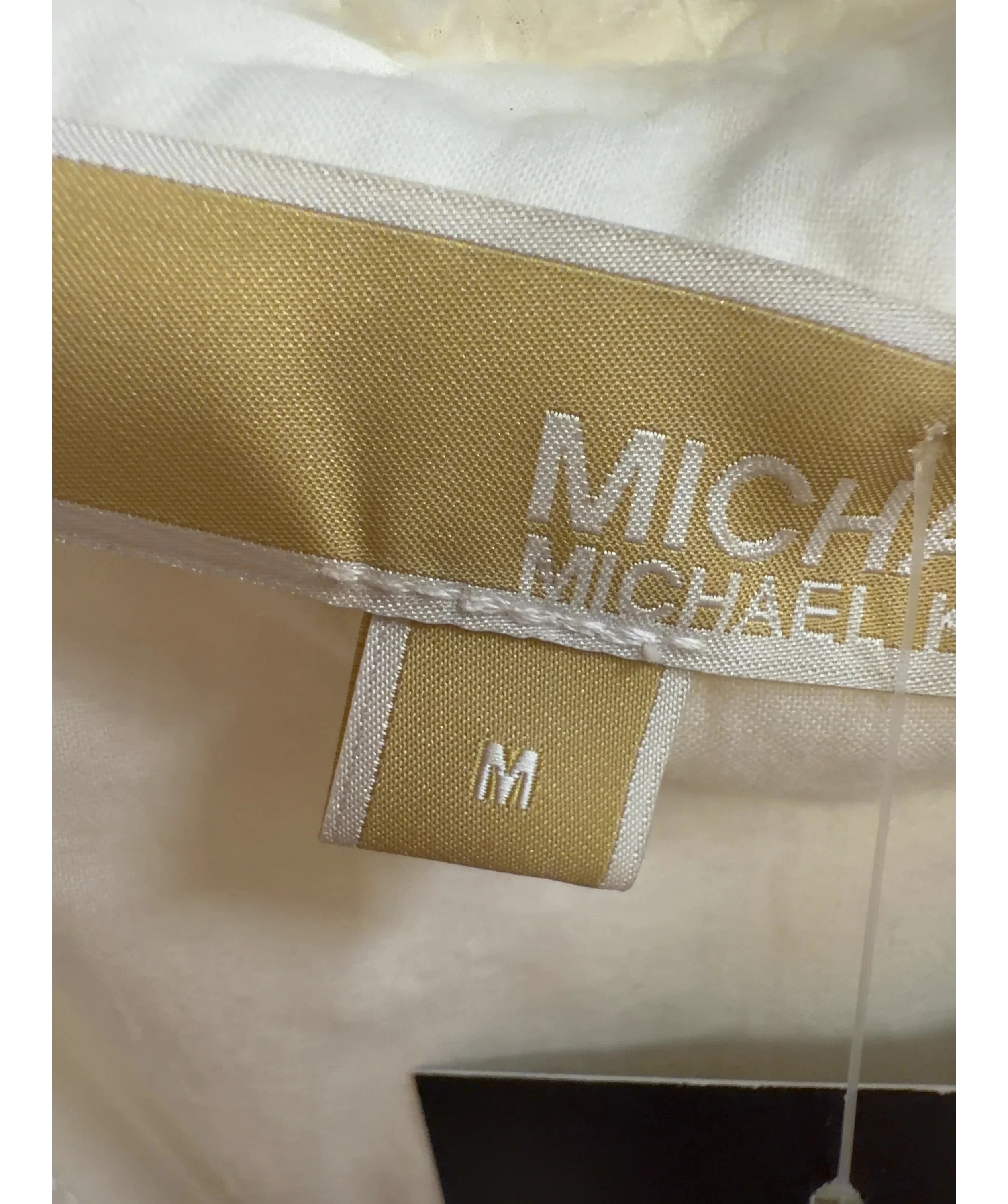 MICHAEL Michael Kors White White floral lace embroidered scalloped blouse, size UK M — care label