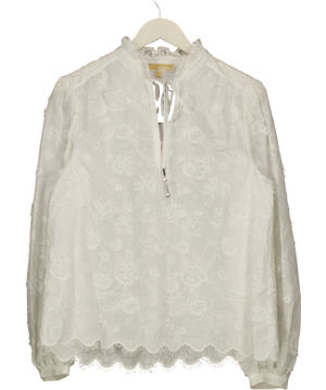 Michael Kors White Floral Lace Embroidered Blouse UK M