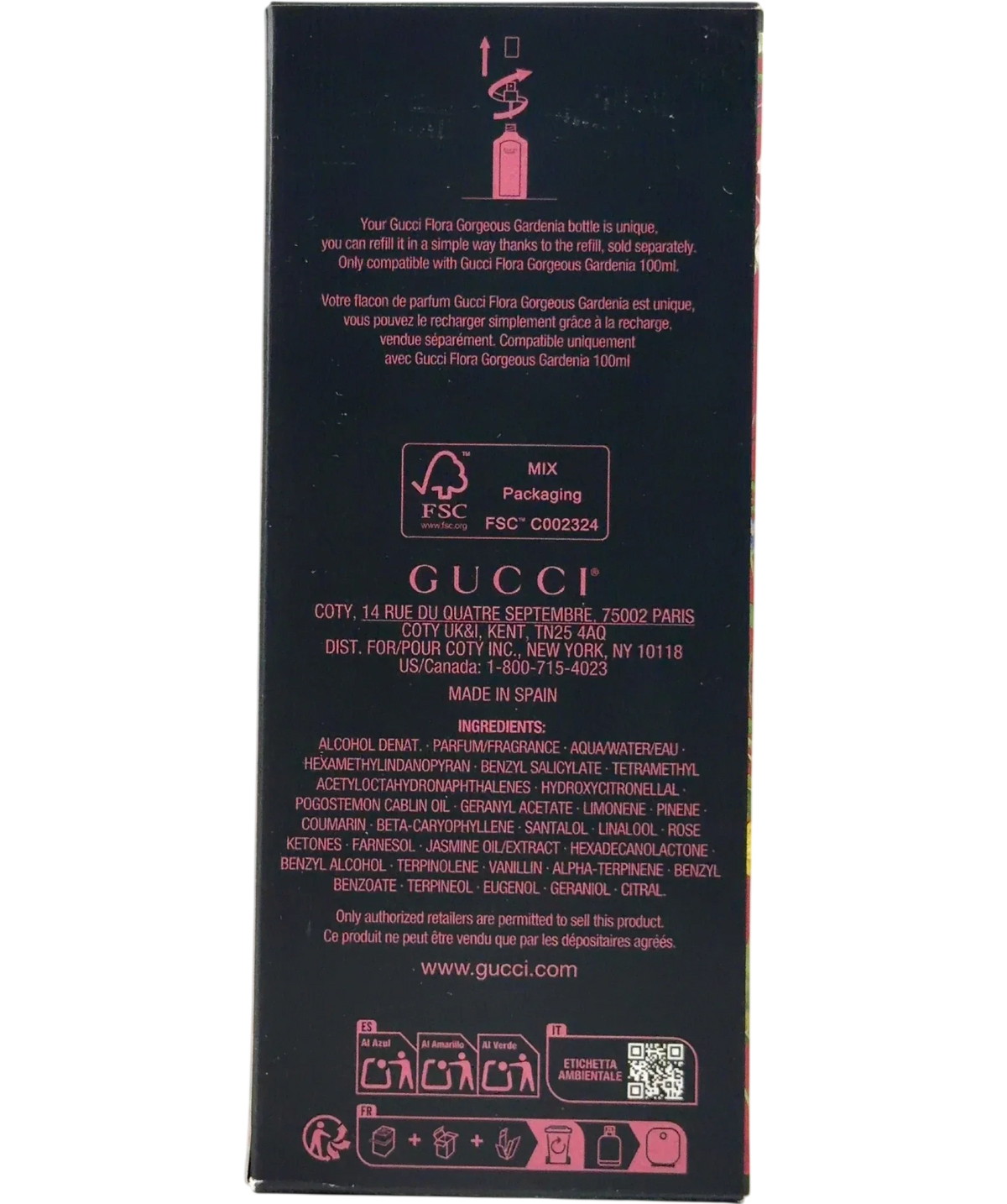 Gucci GORGEOUS GARDENIA FLORA GORGEOUS GARDENIA, size 100ml — back