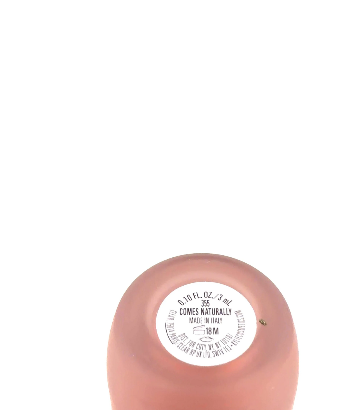 Kylie Cosmetics 355 COMES NATURALLY SUPPLE KISS LIP GLAZE, size 3ml — care label