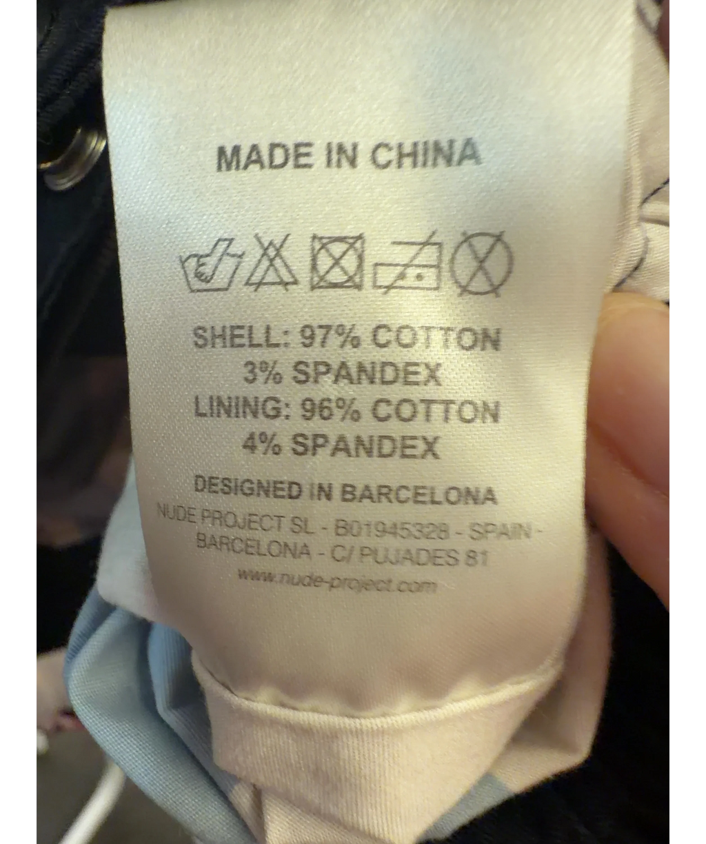 Nude Project Blue Colour, size UK S — label