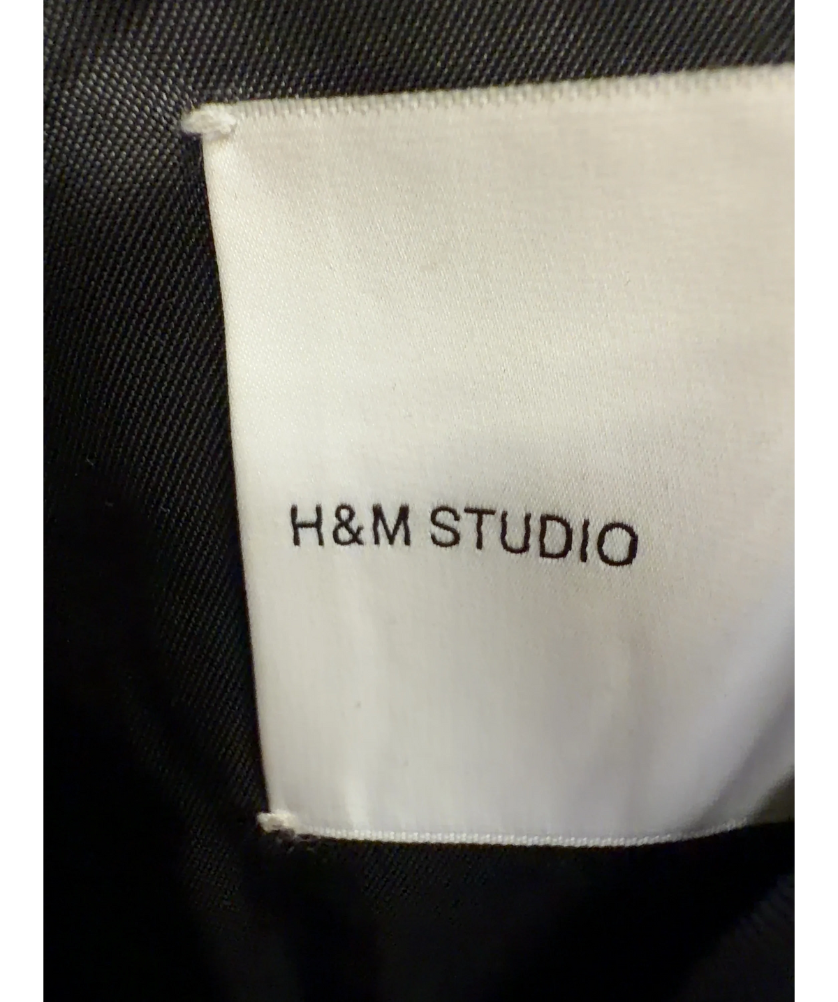 H&M Grey Studio grey pinstripe asymmetric wool-blend blazer, size UK 6 — detail