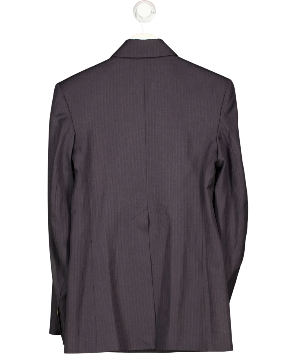 H&M Grey Studio grey pinstripe asymmetric wool-blend blazer, size UK 6 — back