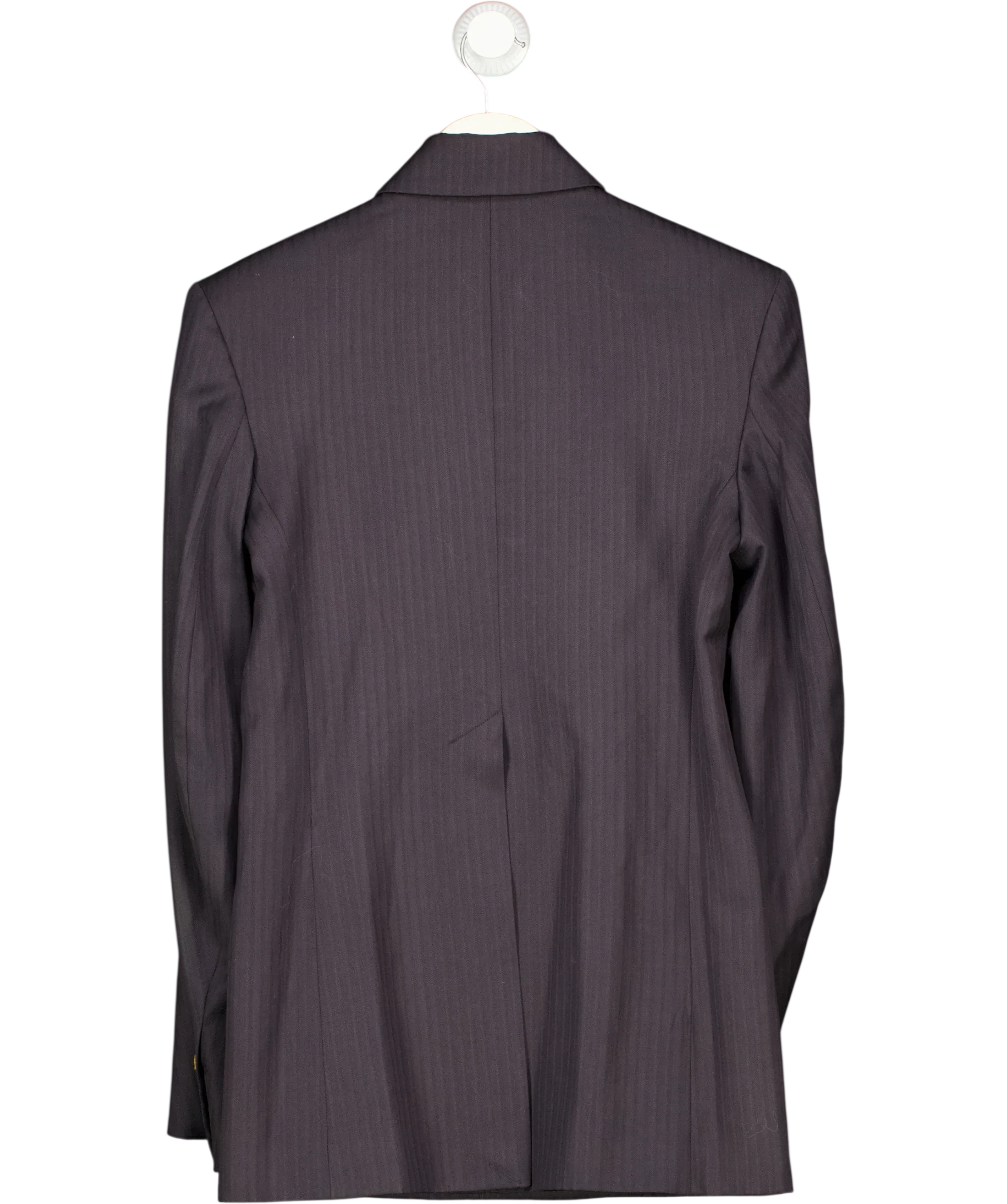 H&M Grey Studio grey pinstripe asymmetric wool-blend blazer, size UK 6 — back
